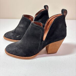 Jeffrey Campbell Black Suede Leather Booties Women 5 Rosalee Ankle Block Heel